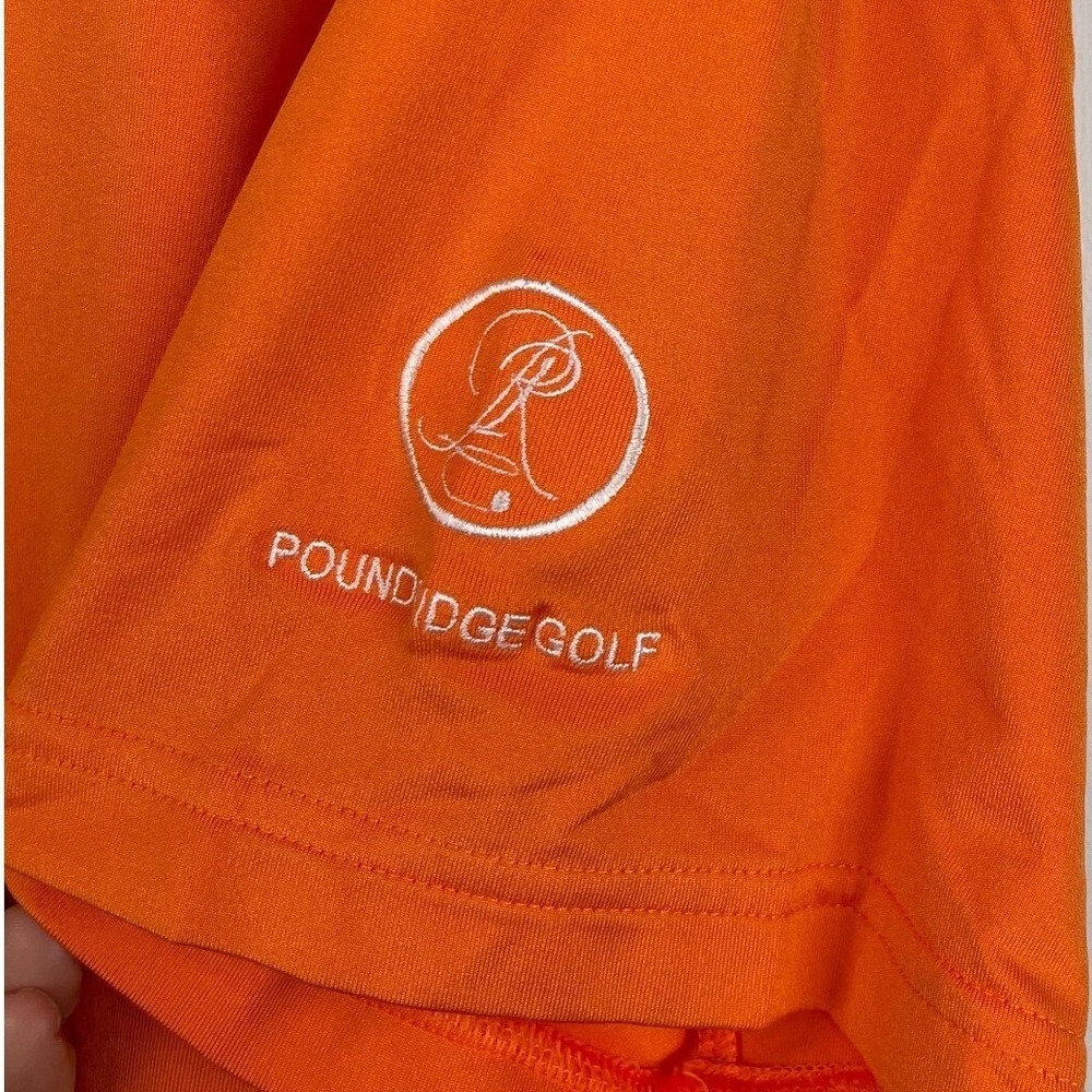 FootJoy x Pound Ridge Golf Polo Mens M Performance Quick Dry Orange Striped FJ - Picture 3 of 6